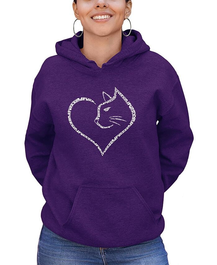 

Женская толстовка с капюшоном Cat Heart Word Art LA Pop Art, фиолетовый