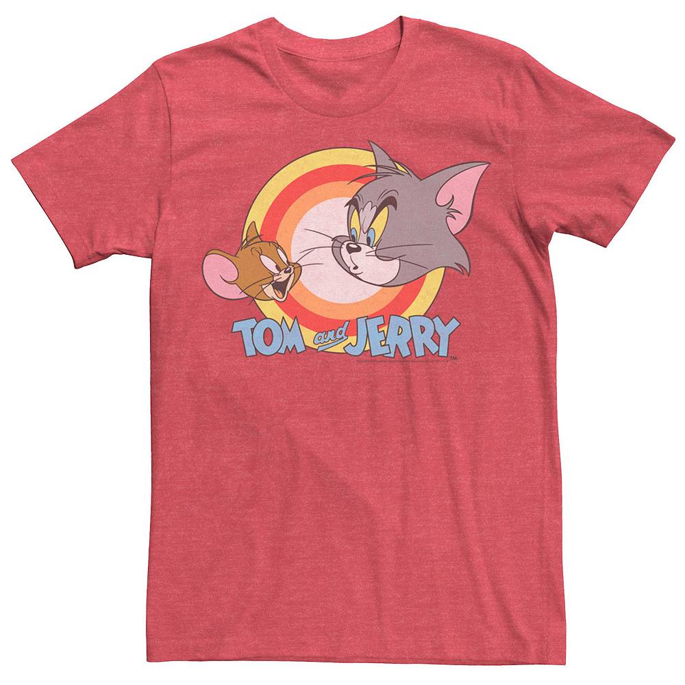 

Мужская футболка с искаженным логотипом и лицами Looney Tunes Tom & Jerry Licensed Character, цвет Red Heather