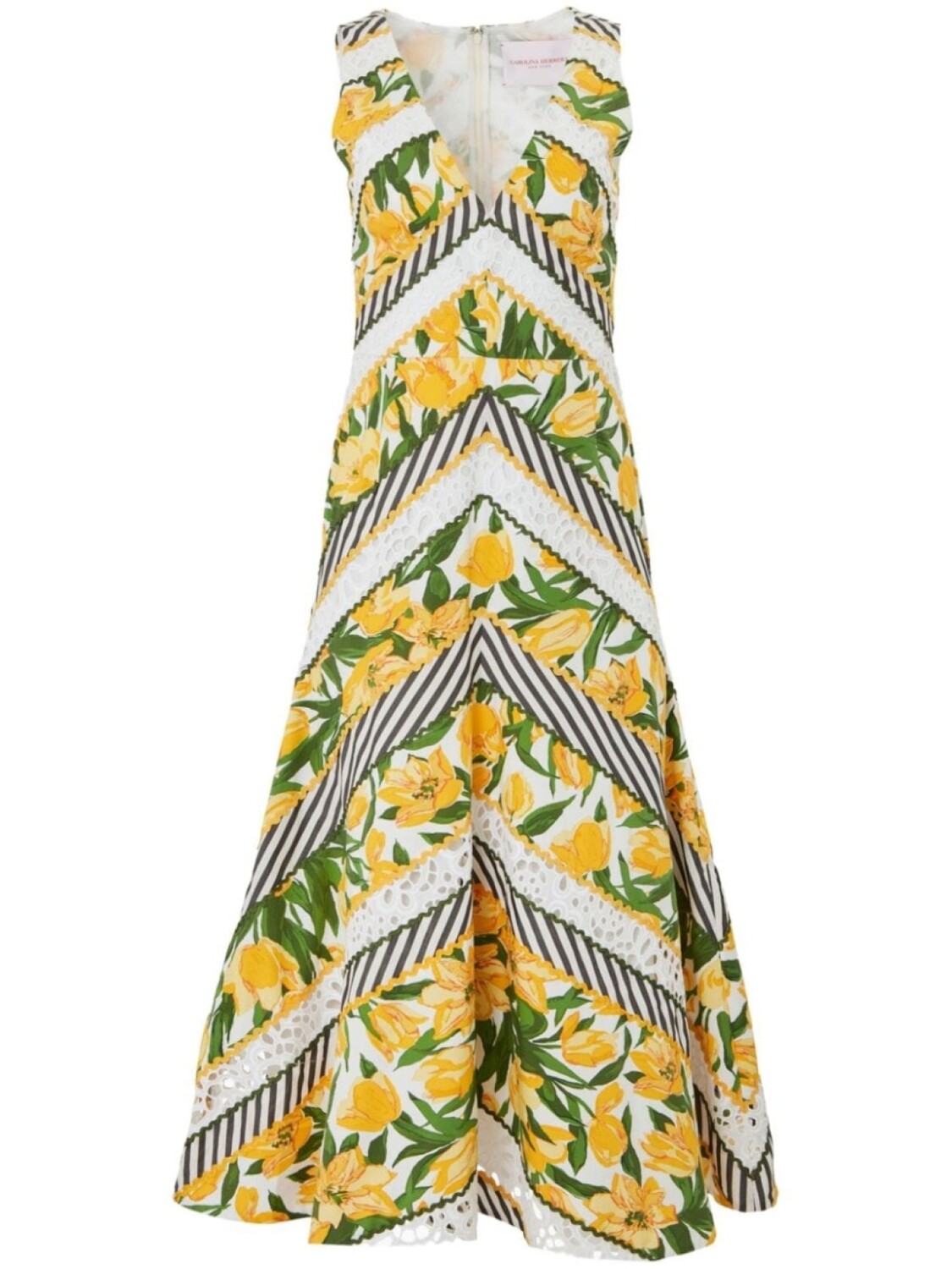 

Платье миди в технике пэчворк Carolina Herrera, зеленый, Серый, Платье миди в технике пэчворк Carolina Herrera, зеленый
