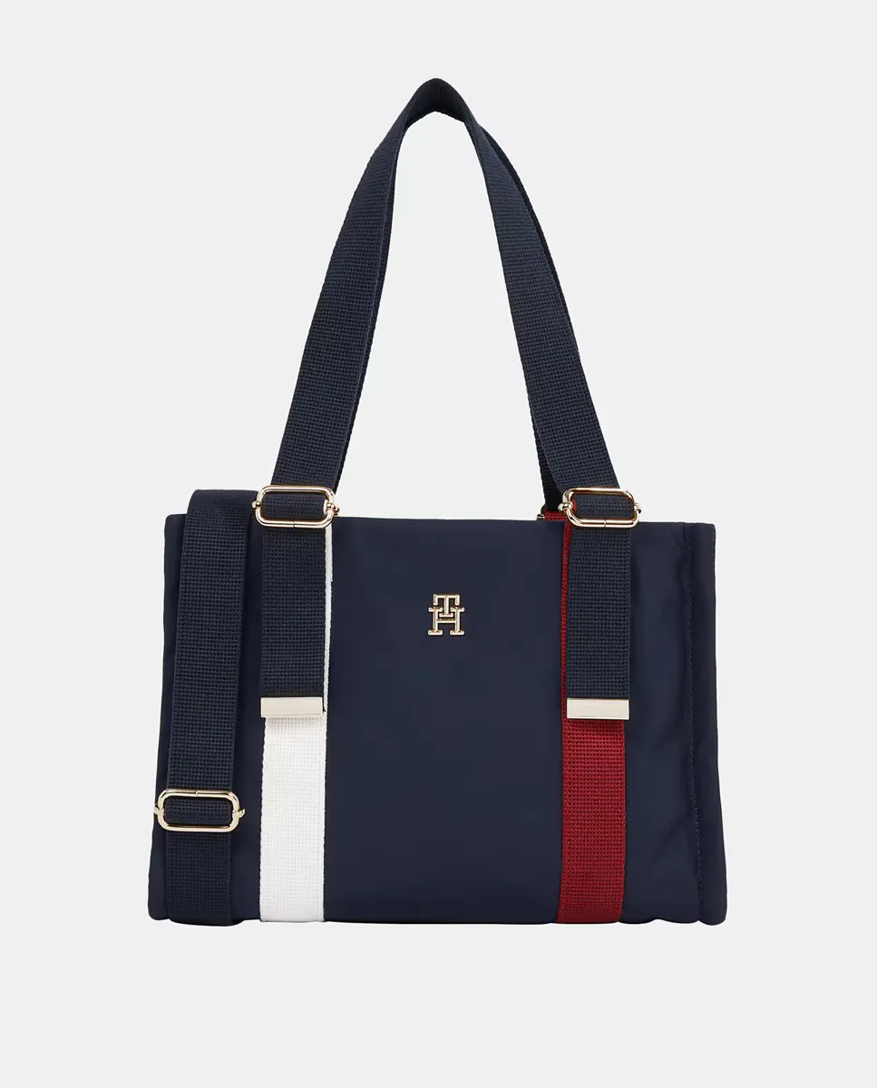 

Миниатюрная сумка-тоут с контрастными деталями Tommy Hilfiger, темно-синий