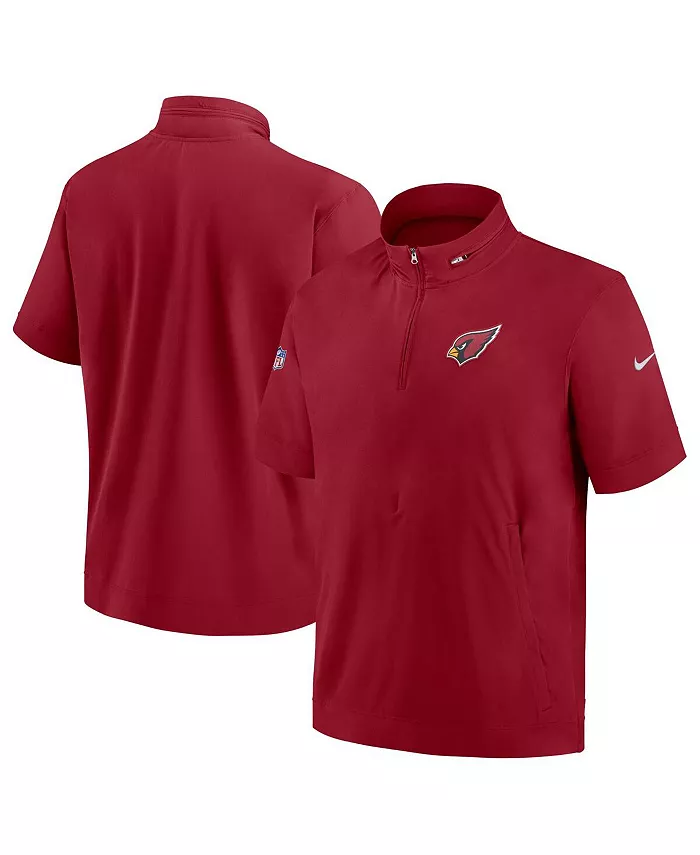 Мужская худи с молнией на четверть и короткими рукавами Arizona Cardinals Sideline Coach Nike
