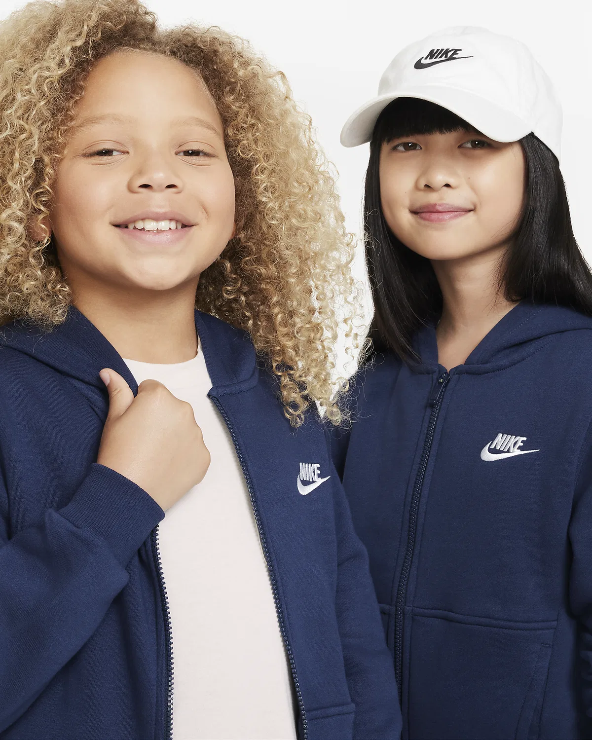 Детская худи Nike Sportswear Club Fleece на молнии, Midnight Navy/White — фото 3