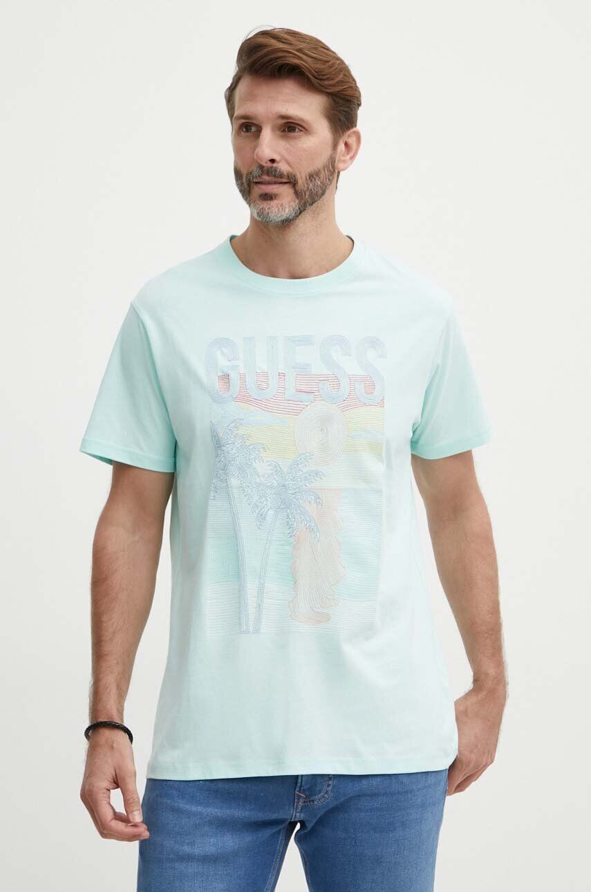 

Футболка Guess из хлопка, бирюзовый