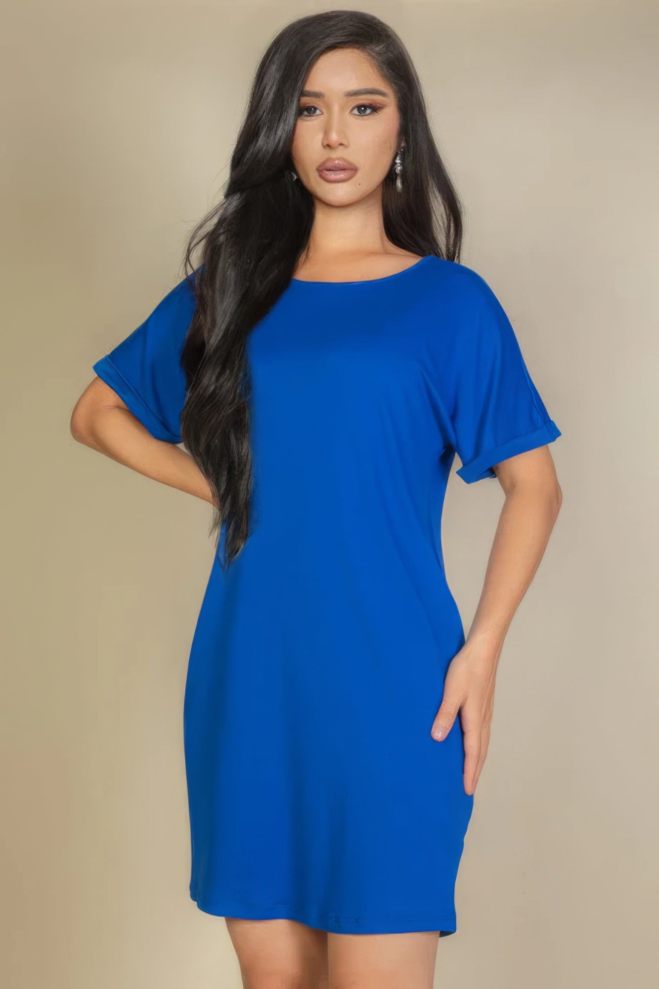 

Мини-платье с боковыми карманами и двойными складками FASHNZFAB, цвет royal