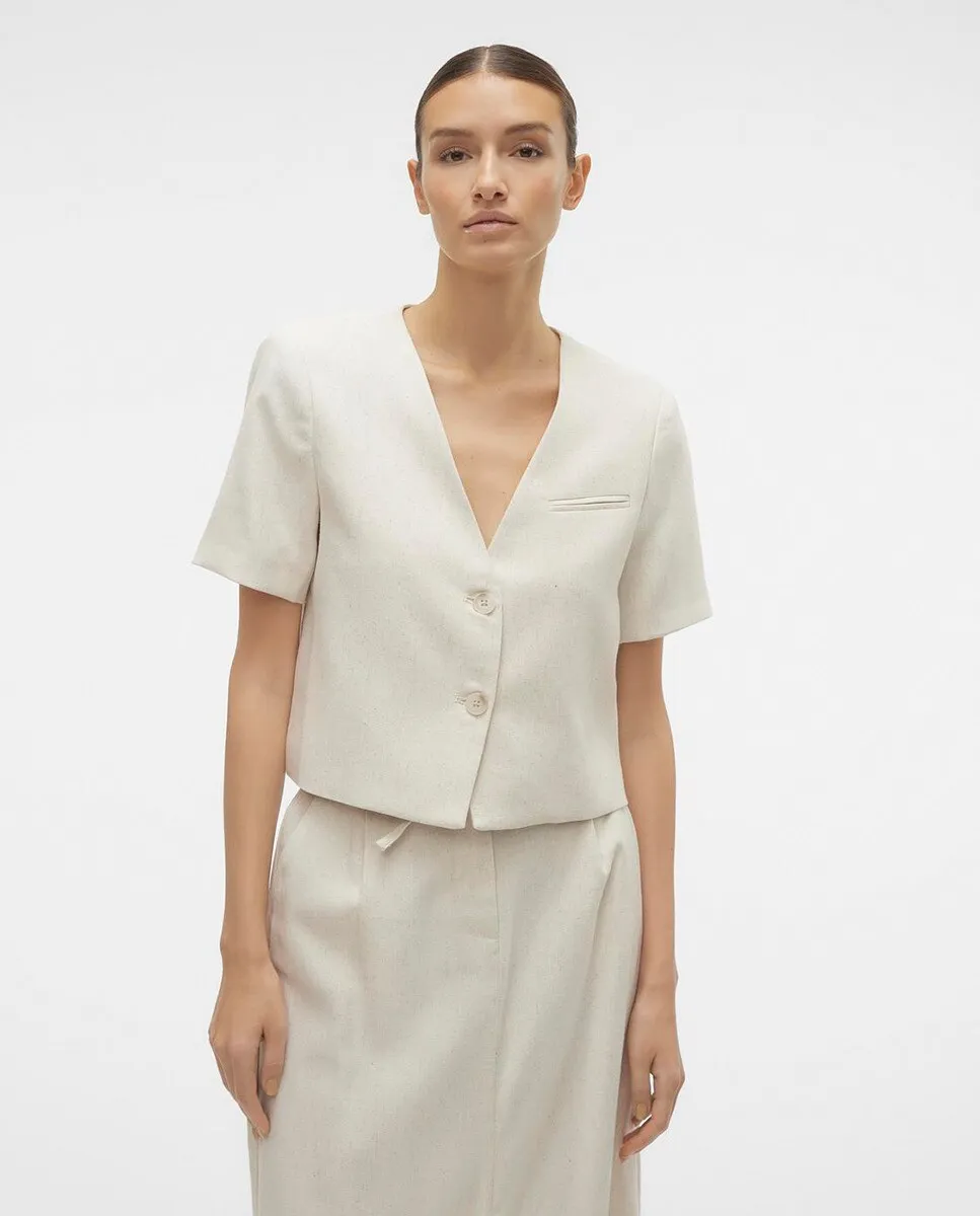 

Женский льняной укороченный пиджак Vero Moda, цвет Blanco Hielo