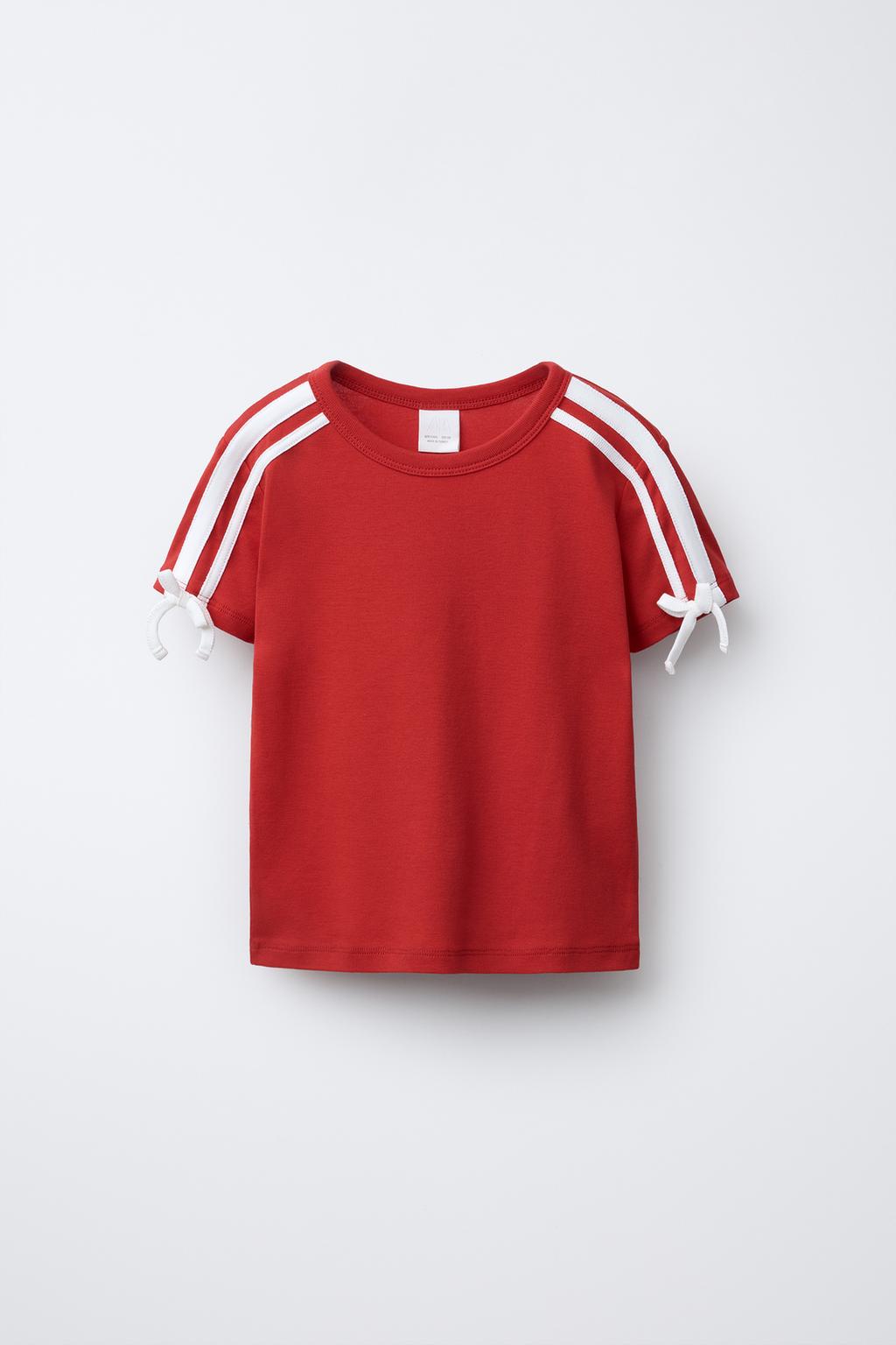 

Футболка с ленточными завязками ZARA, красный