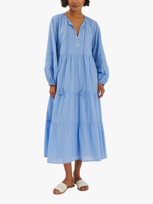 

Платье миди с длинными рукавами и зеркальными украшениями Accessorize, Blue