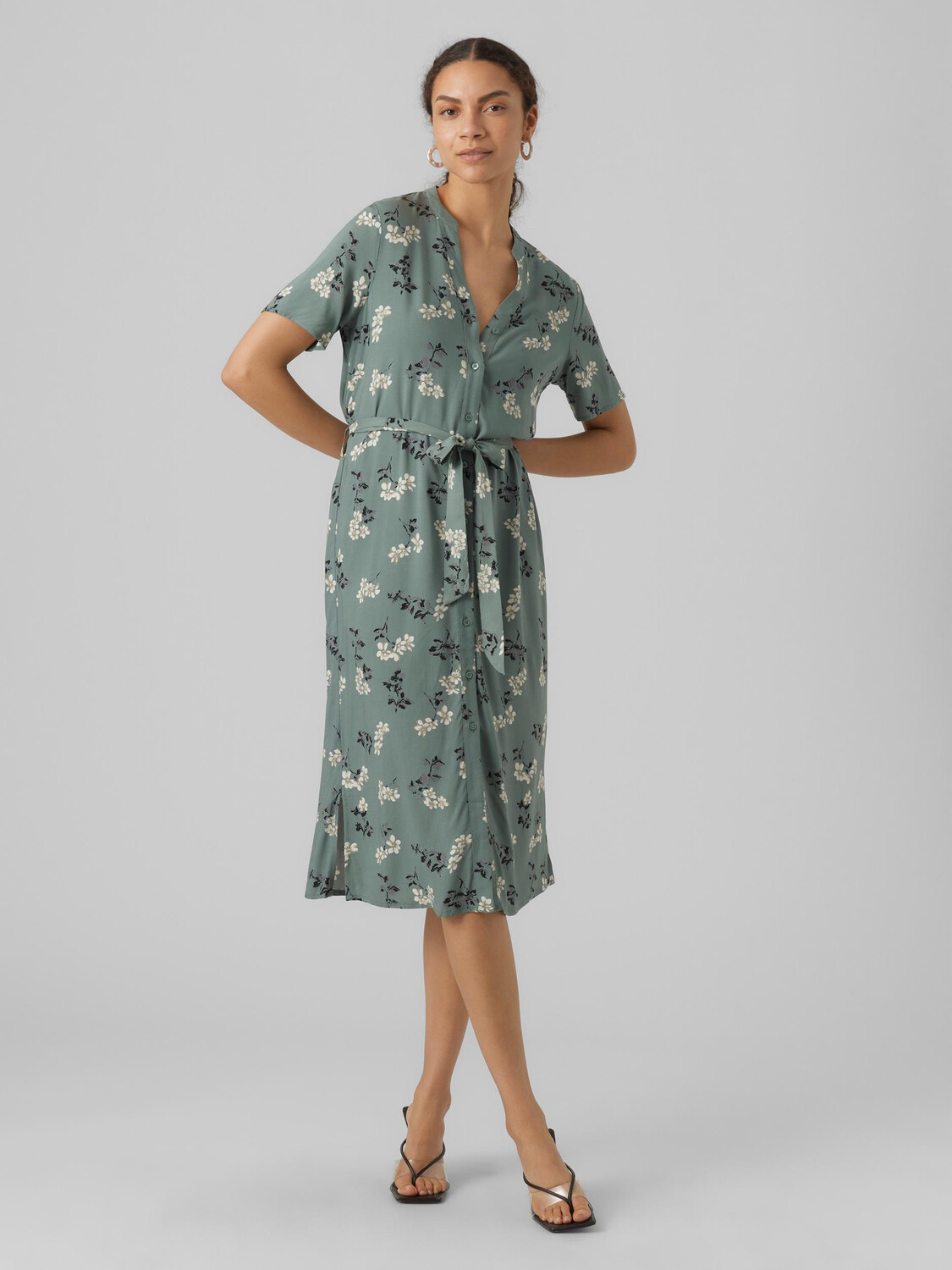 

Платье Vero Moda Midi Blusen Kurzarm Tunika Dress VMVICA, зеленый