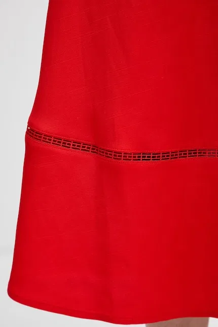 Юбка трапеция из вискозы с льном Tommy Hilfiger, красный — фото 4
