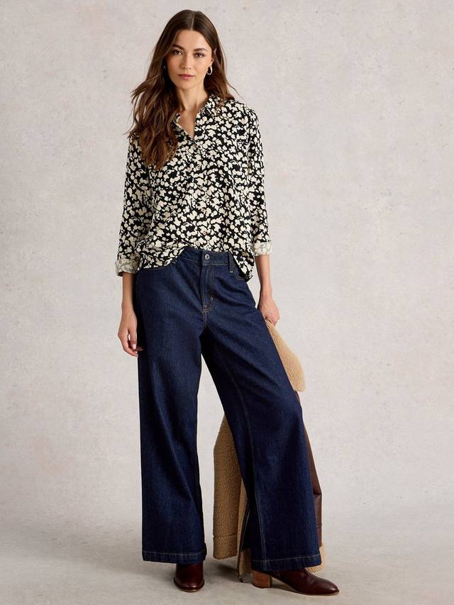 

Софи блуза с длинными рукавами и воротником из хлопковой смеси в горошек White Stuff