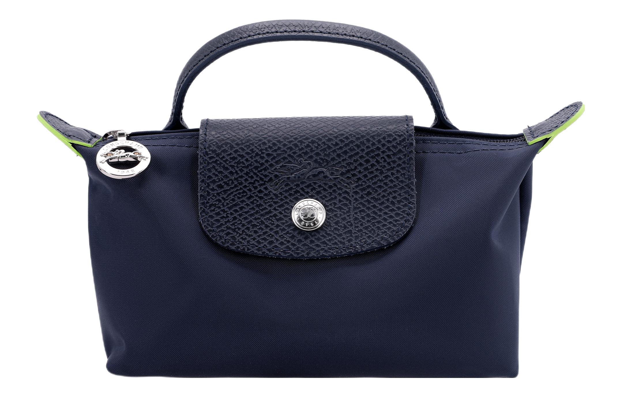 

LONGCHAMP Переработанная холщовая сумка с кожаной отделкой в форме пельменя для женщин темно-синего цвета, Dark Blue