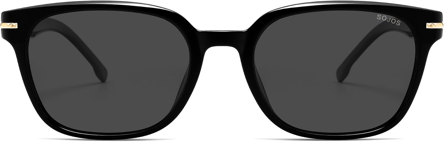 

Солнцезащитные очки SOJOS Retro с закругленными и квадратными линзами, поляризованные, для женщин и мужчин, модная легкая оправа, защита от УФ-излучения UV400, модель SJ2677, Black