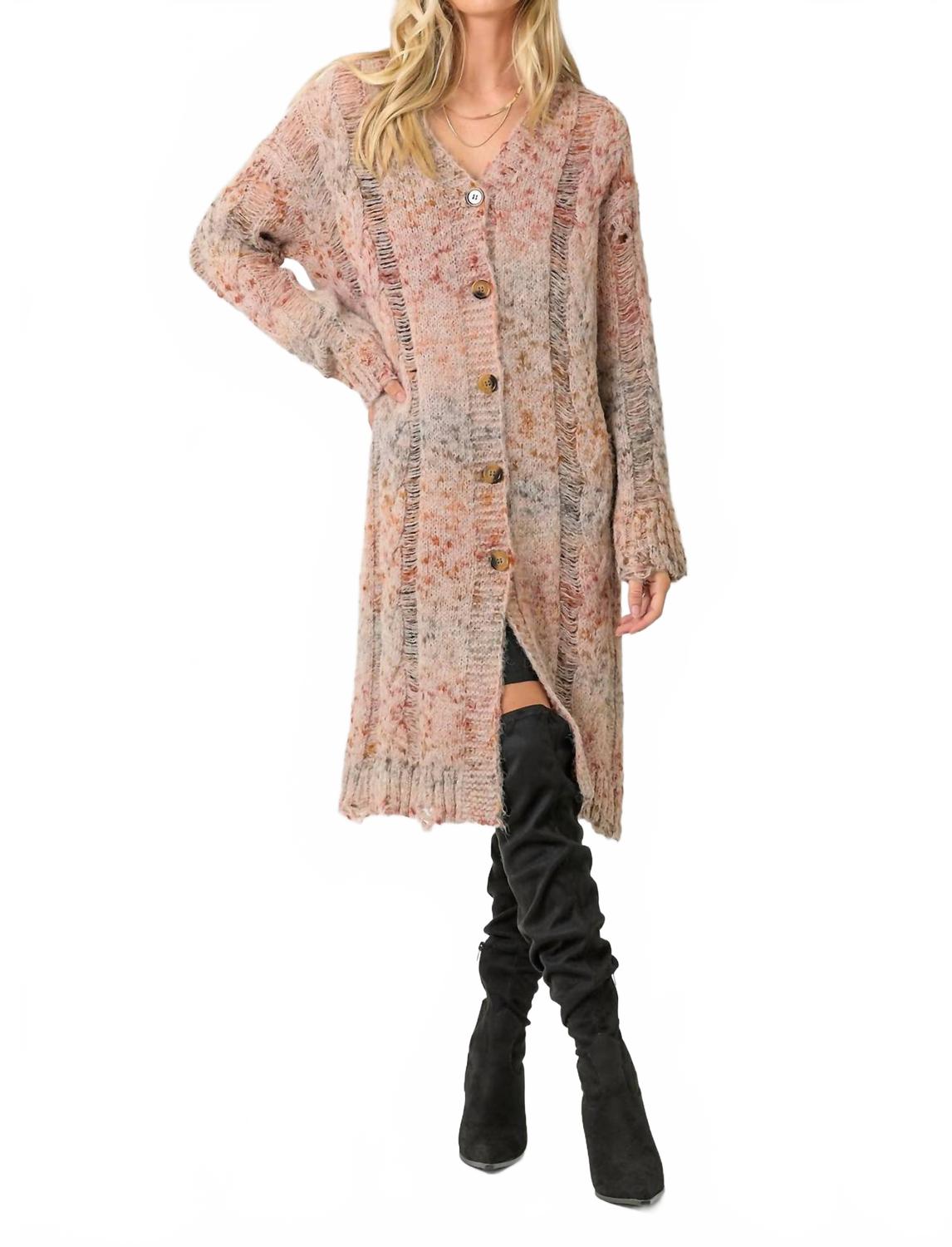 

Мидли дистресс разноцветный свитер из пряжи в цвете латте Mystree, Latte Mix