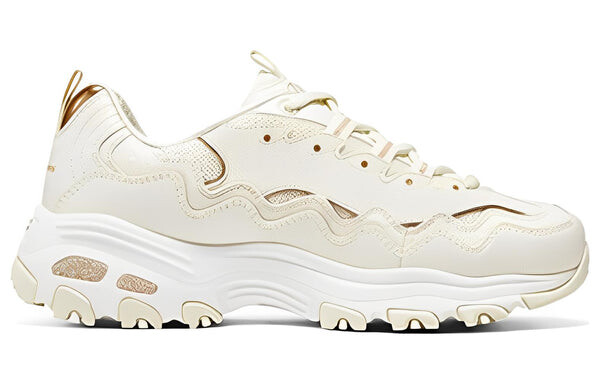 Кроссовки (WMNS) Skechers D'lites 1.0 Marathon Running Shoes 'Beige White', бежевый — фото 2