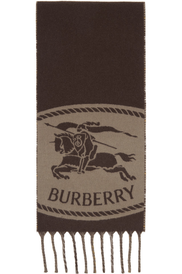 

Burberry Двусторонний шарф с рыцарским принтом, коричнево-бежевого цвета