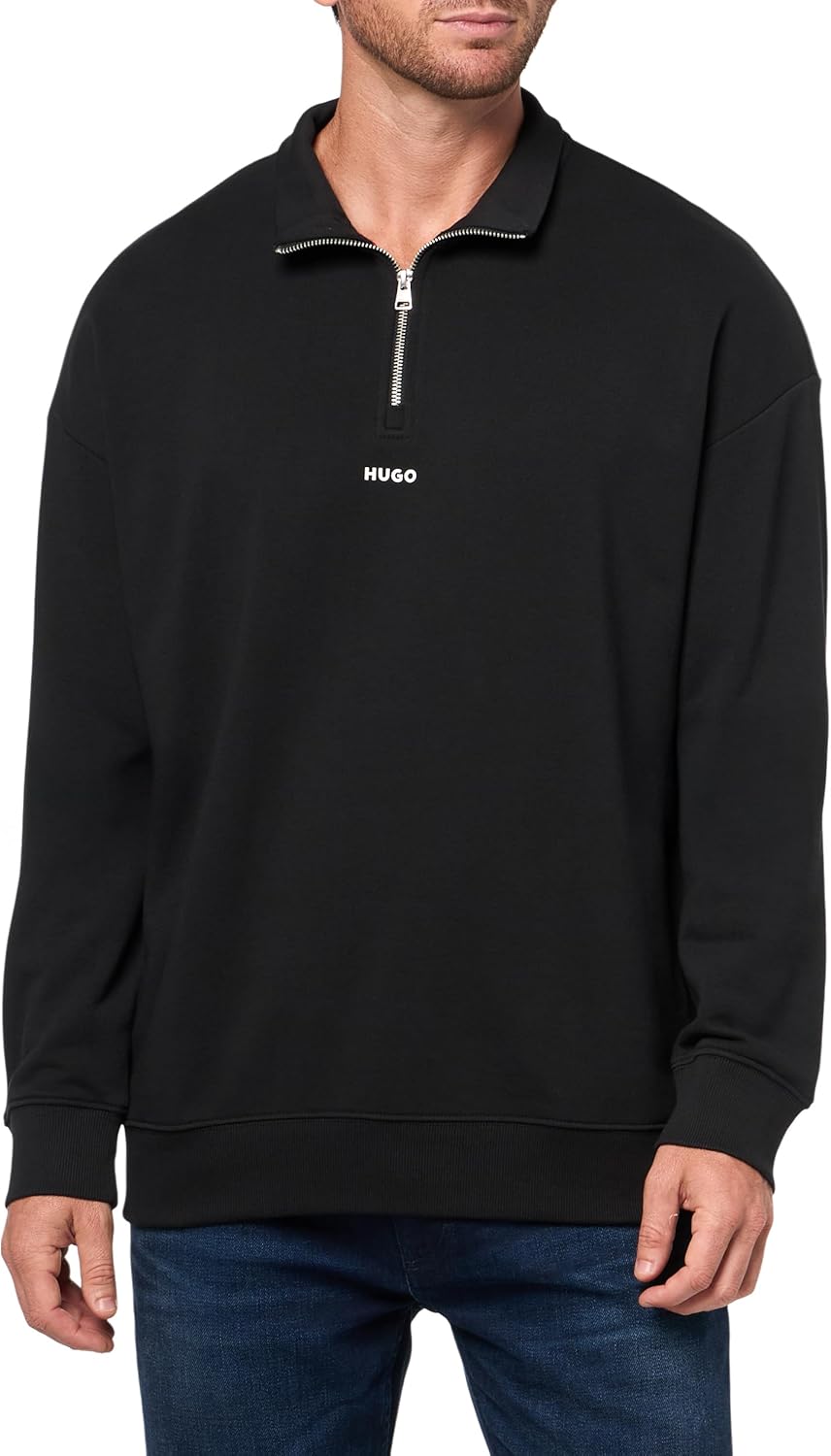 

HUGO мужская толстовка с квадратным логотипом и молнией на четверть, хлопковая, с длинным рукавом, Black Gloss, Черный, HUGO мужская толстовка с квадратным логотипом и молнией на четверть, хлопковая, с длинным рукавом, Black Gloss