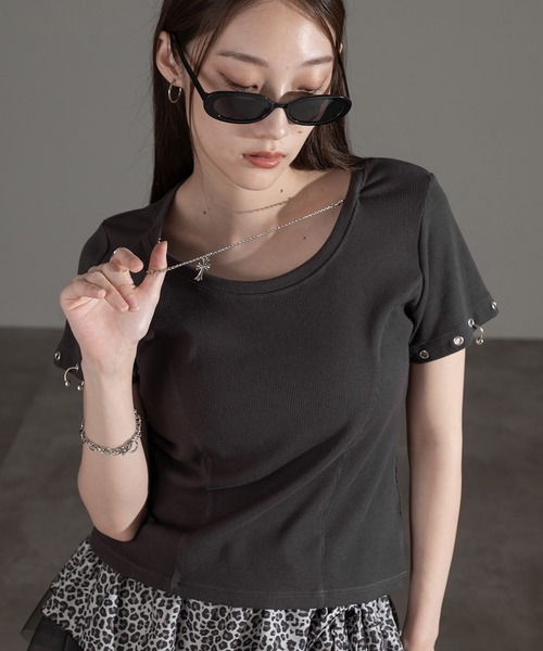 

Футболка с короткими рукавами, с аксессуарами Apres jour mignon, угольно-серый