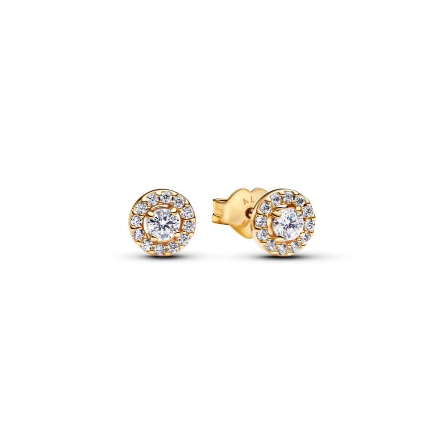 

Серьги Round Pavé Halo Stud Pandora, покрытие - золото