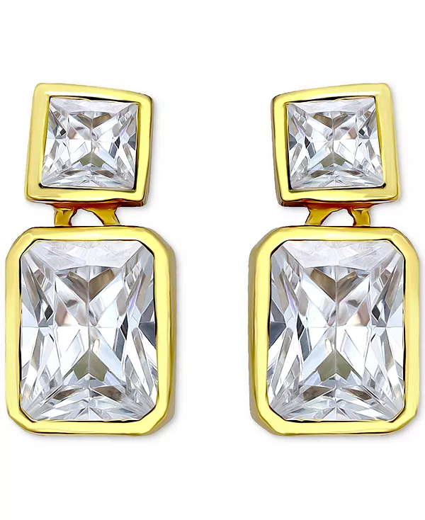 

Серьги-Подвески с кубическим цирконием в форме восьмиугольника и квадрата из стерлингового серебра с позолотой 18 карат, созданные для Macy's Giani Bernini, gold