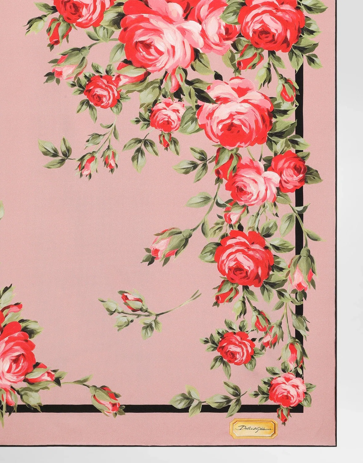 Шелковый твилли платок 90x90 с принтом "букет роз" DOLCE & GABBANA, розовый — фото 2