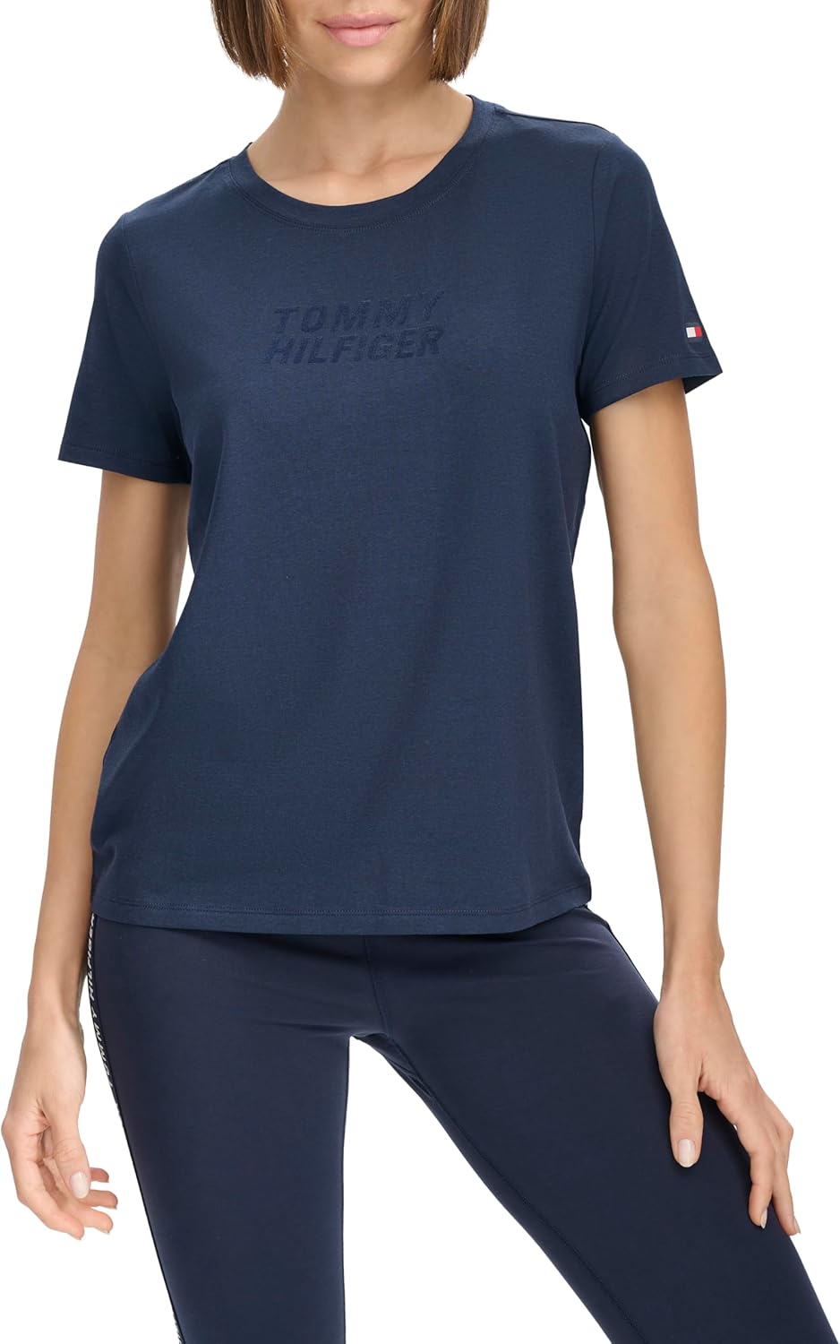 Женская футболка с короткими рукавами и монохромным логотипом Tommy Hilfiger, Navy — фото 2