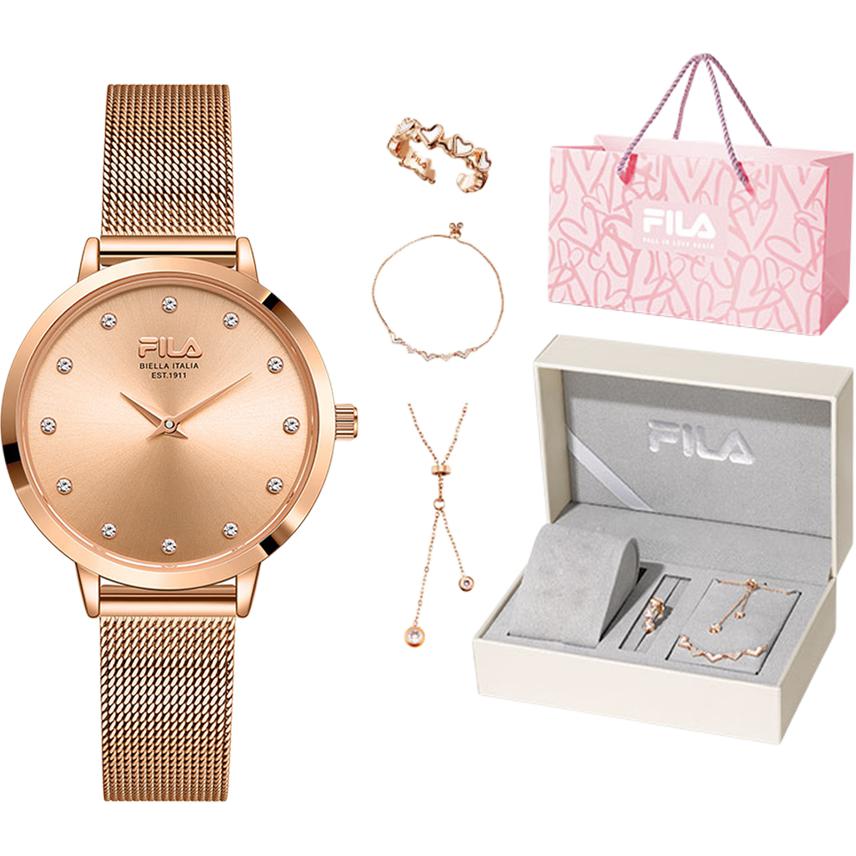 

FILA Часы Wrist Watch Quartz Movement Steel Strap Gold Dial Women's Watch Love At First Sight Romantic Box, [Champagne Box]Gold 6602-101FLH
