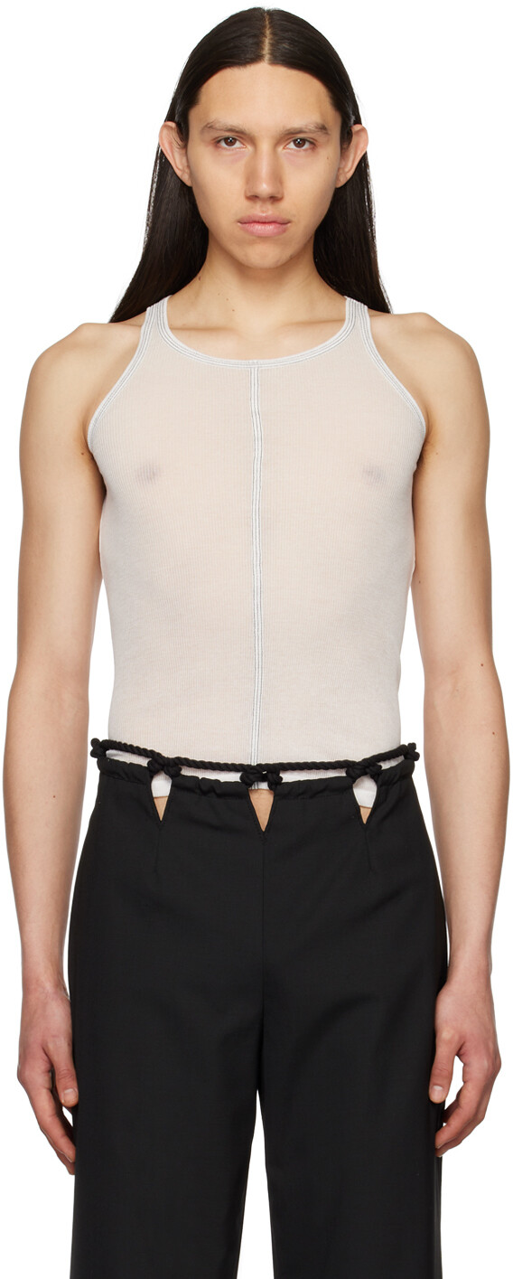 

Белая полупрозрачная майка Dion Lee, слоновая кость