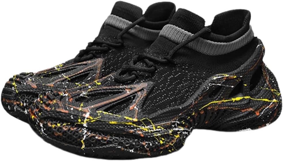 

Мужские кроссовки с низким верхом для повседневной ходьбы, легкие, нескользящие, дышащие, с сетчатым верхом, вязаные как носки Lexamen, черный