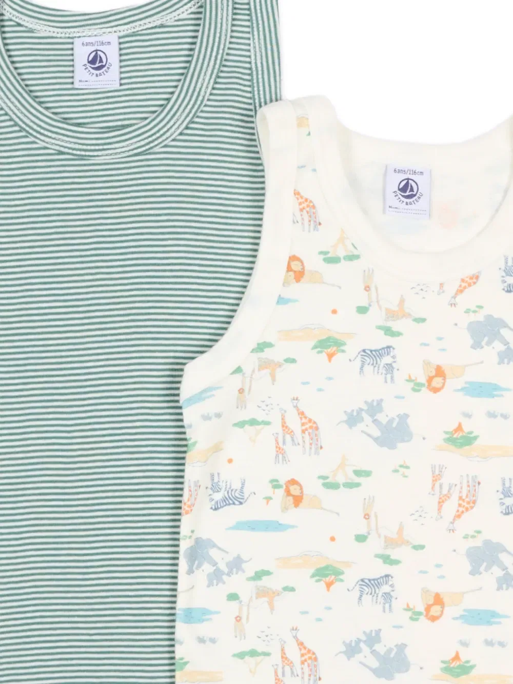 Комплект из двух маек в полоску и с животным принтом Petit Bateau, нейтральный — фото 4
