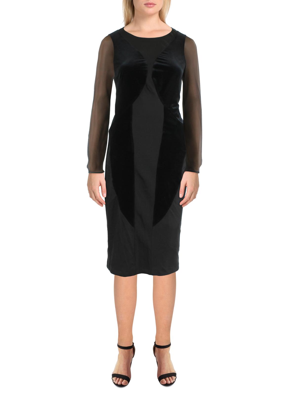 

Женское платье миди в смешанном стиле Donna Karan, черный