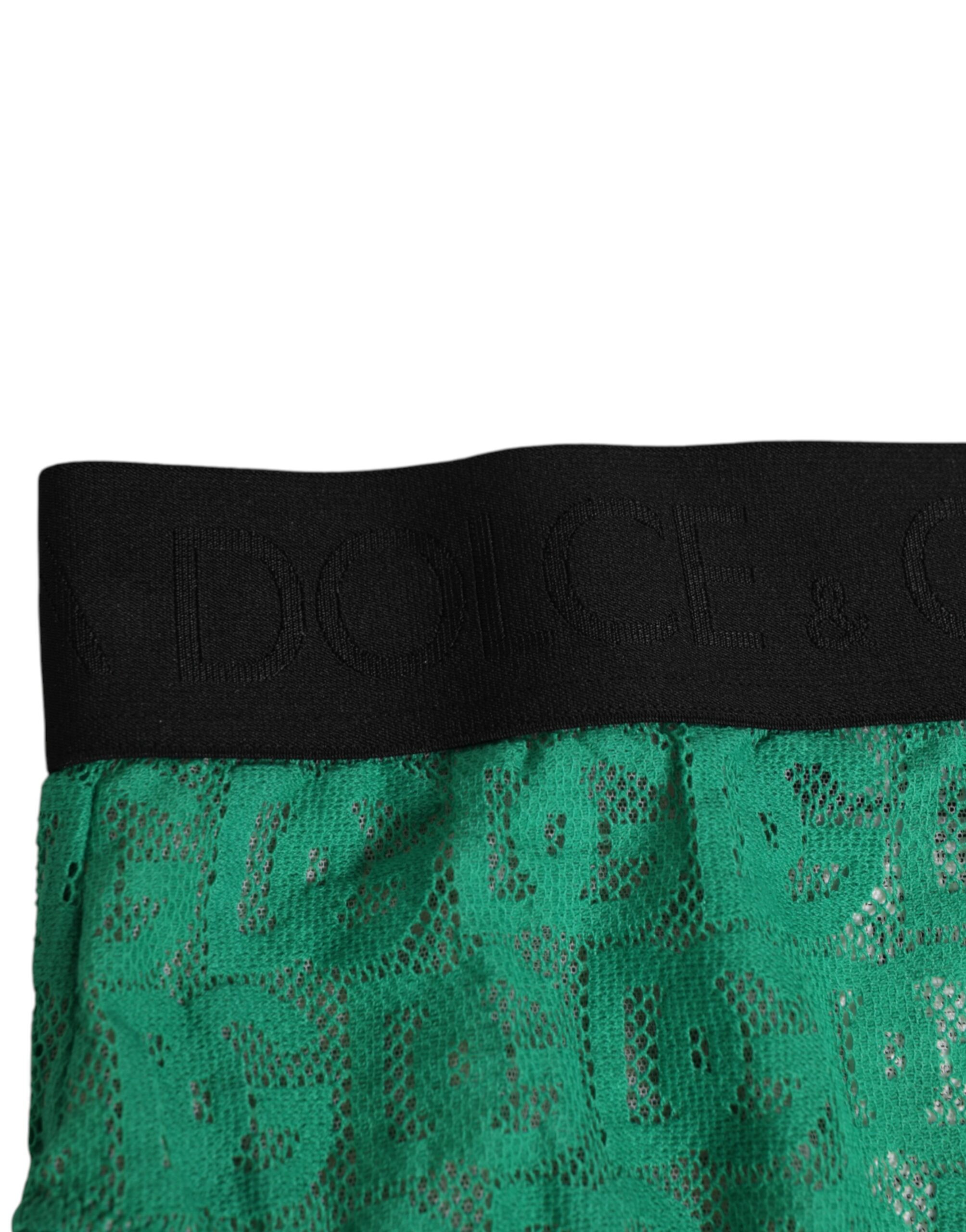 Зеленые кружевные трусики-слипы с логотипом DG Dolce & Gabbana, зеленый — фото 2