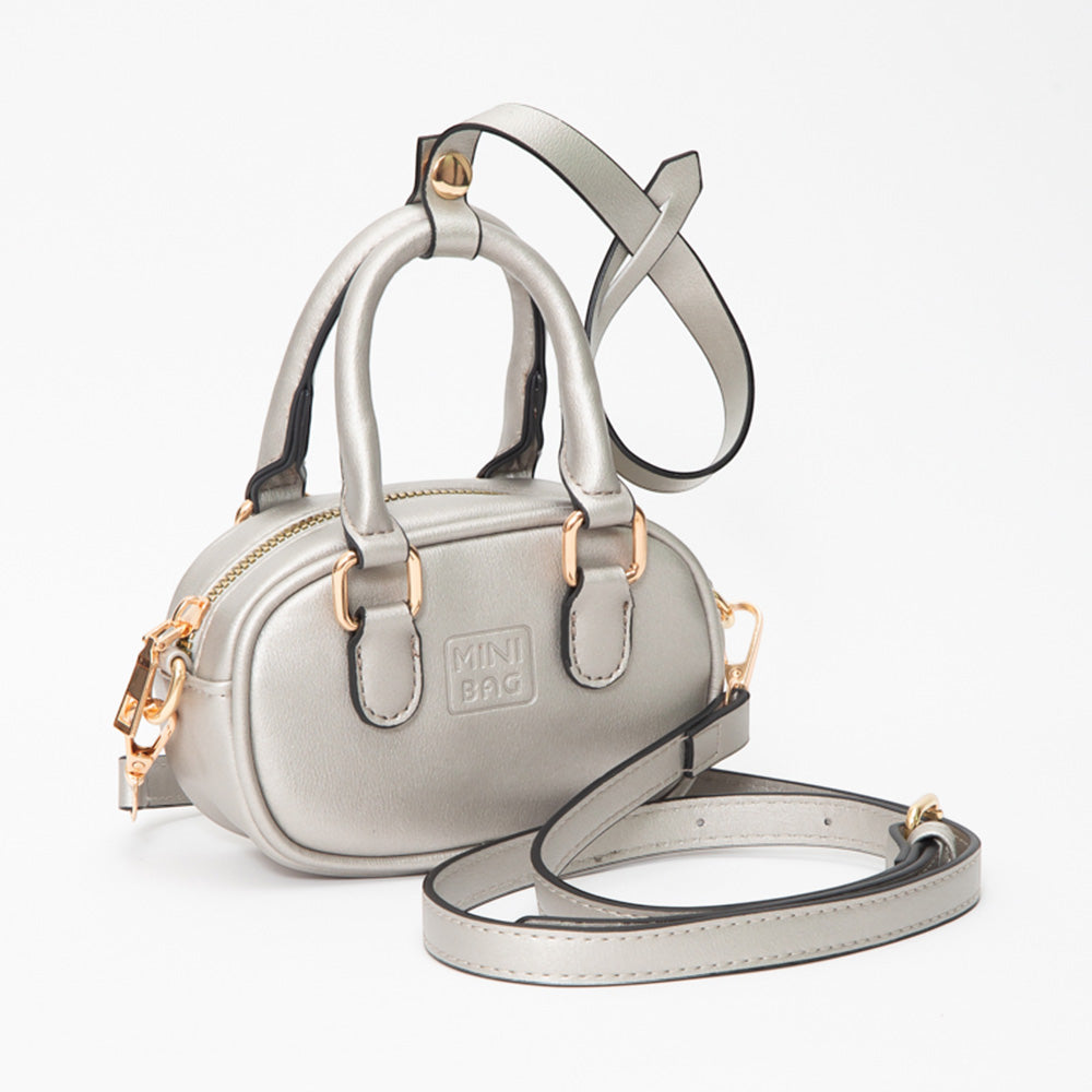 

Кожаный брелок для сумки Миниатюрная сумка Сумка через плечо FASHNZFAB, серебряный