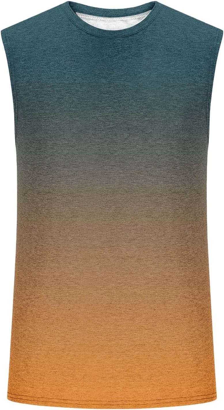 Мужской топ-безрукавка, градиентный, хлопок и лён, зеленый — фото 4