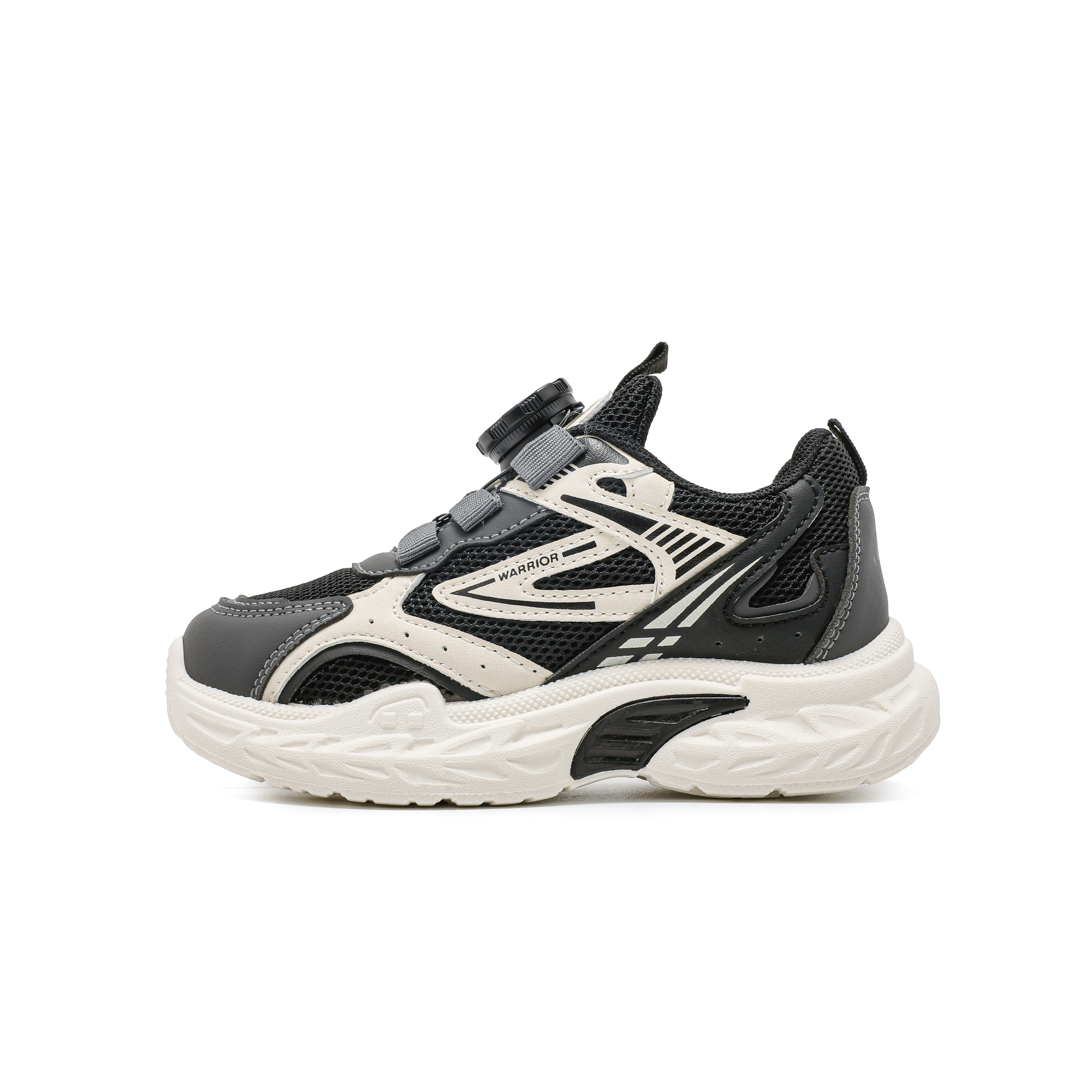 

Спортивные мальчиковые кроссовки Casual низкие Mesh Cushioning Abrasion Resistant Breathable WARRIOR, черный/серый/бежевый