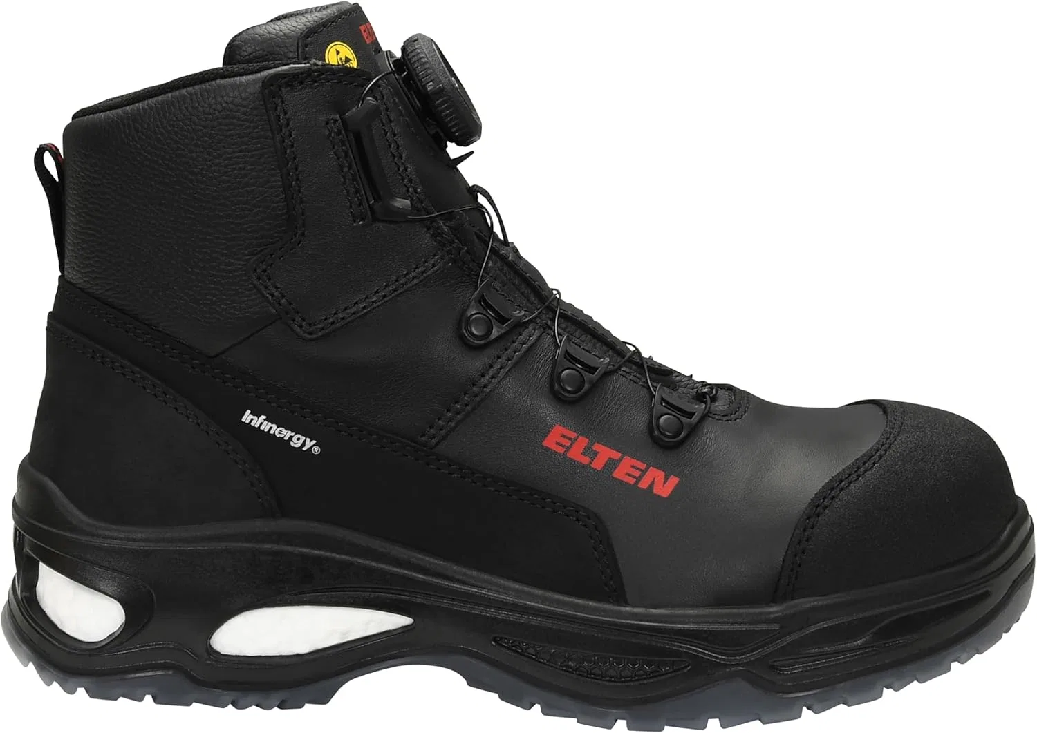 Ботинки ELTEN Sicherheitsschuhe Miles BOA Mid ESD S3, Damen und Herren, Leder, Kunststoffkappe (Leichter als Stahlkappe), klassisch, Black — фото 2