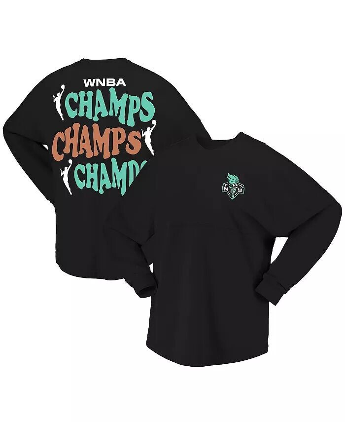 

Мужская и женская черная футболка New York Liberty 2024 WNBA Finals Champions Stacked с длинным рукавом Fanatics