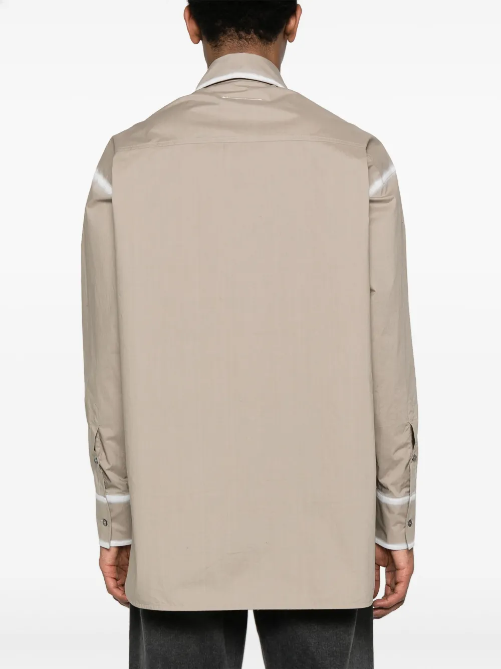 Поплиновая рубашка с контрастной отделкой MM6 Maison Margiela, коричневый — фото 4