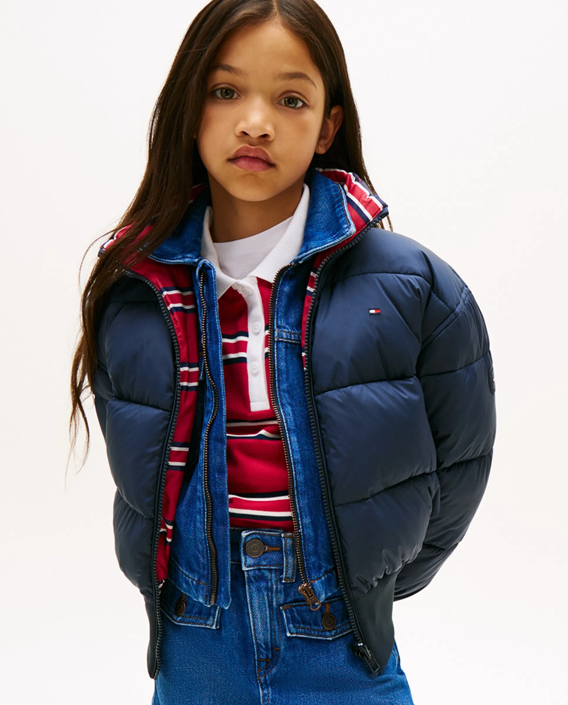 

Детский двусторонний стеганый бомбер Tommy Hilfiger, темно-синий
