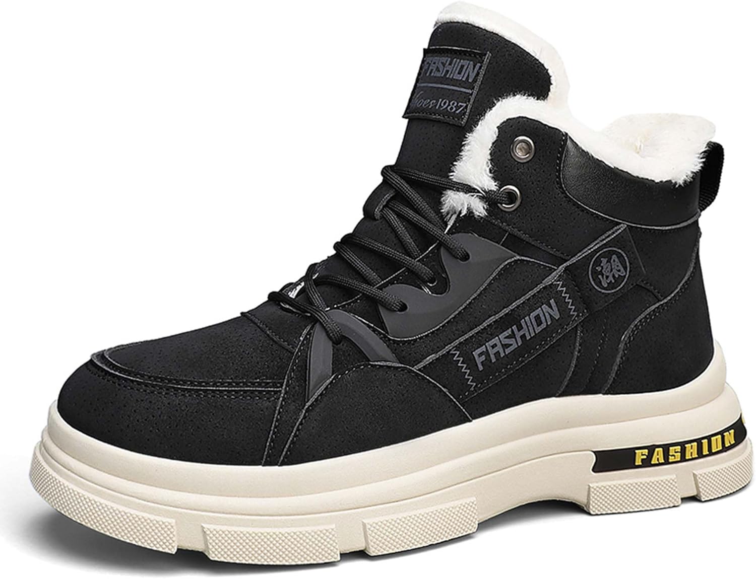 

Мужские зимние ботинки WURMIUHD, повседневные, легкие, водонепроницаемые, для снега, с противоскользящей подошвой, с меховой подкладкой, для походов и туризма, черные