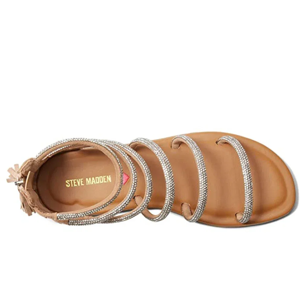 Детские сандалии Steve Madden Twirl, серебристые, с кисточками, из пеноматериала с эффектом памяти и ремешками, ZAP1170 — фото 2