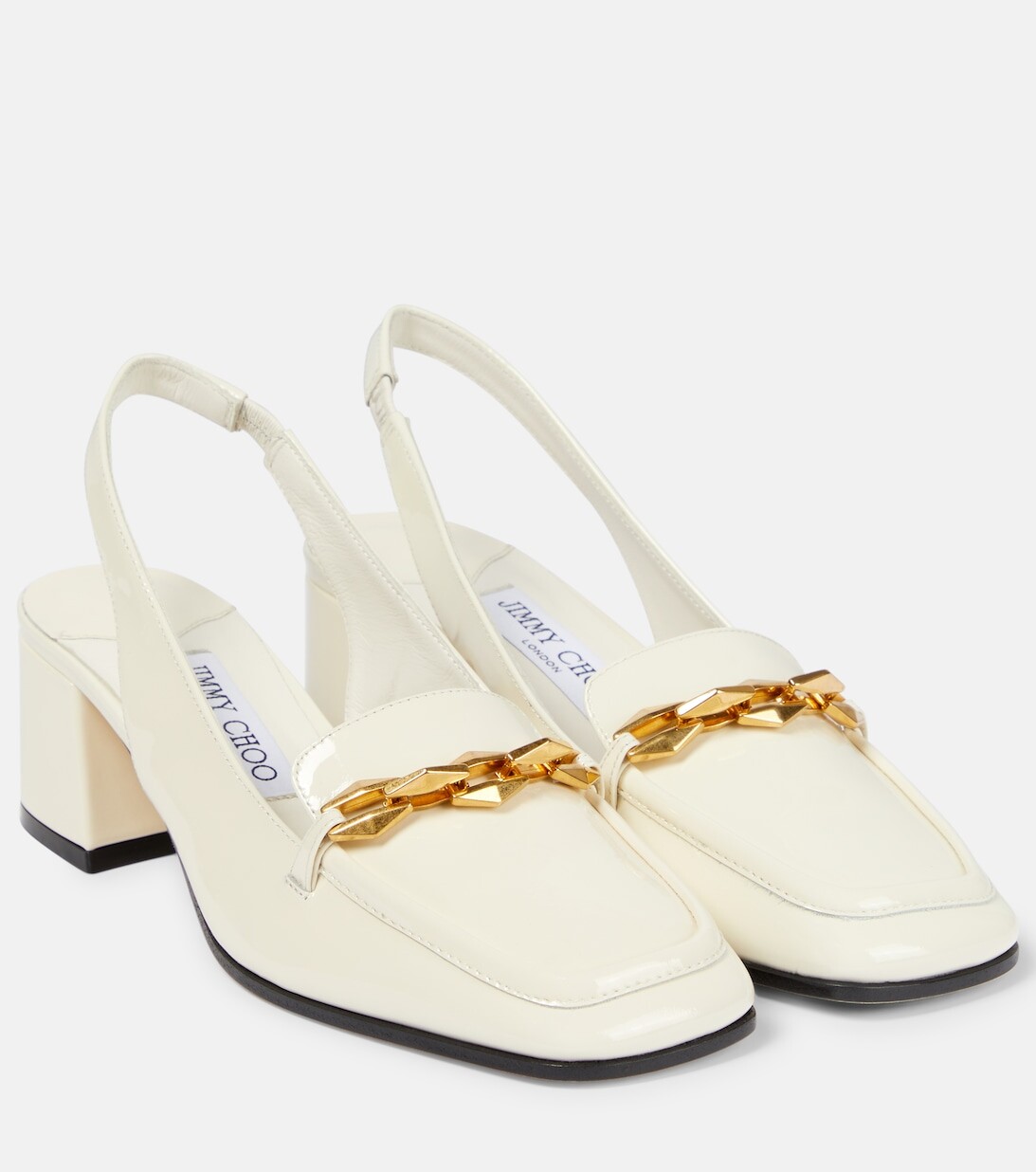 Туфли Diamond Tilda 45 из лакированной кожи с ремешком на пятке Jimmy Choo, белый