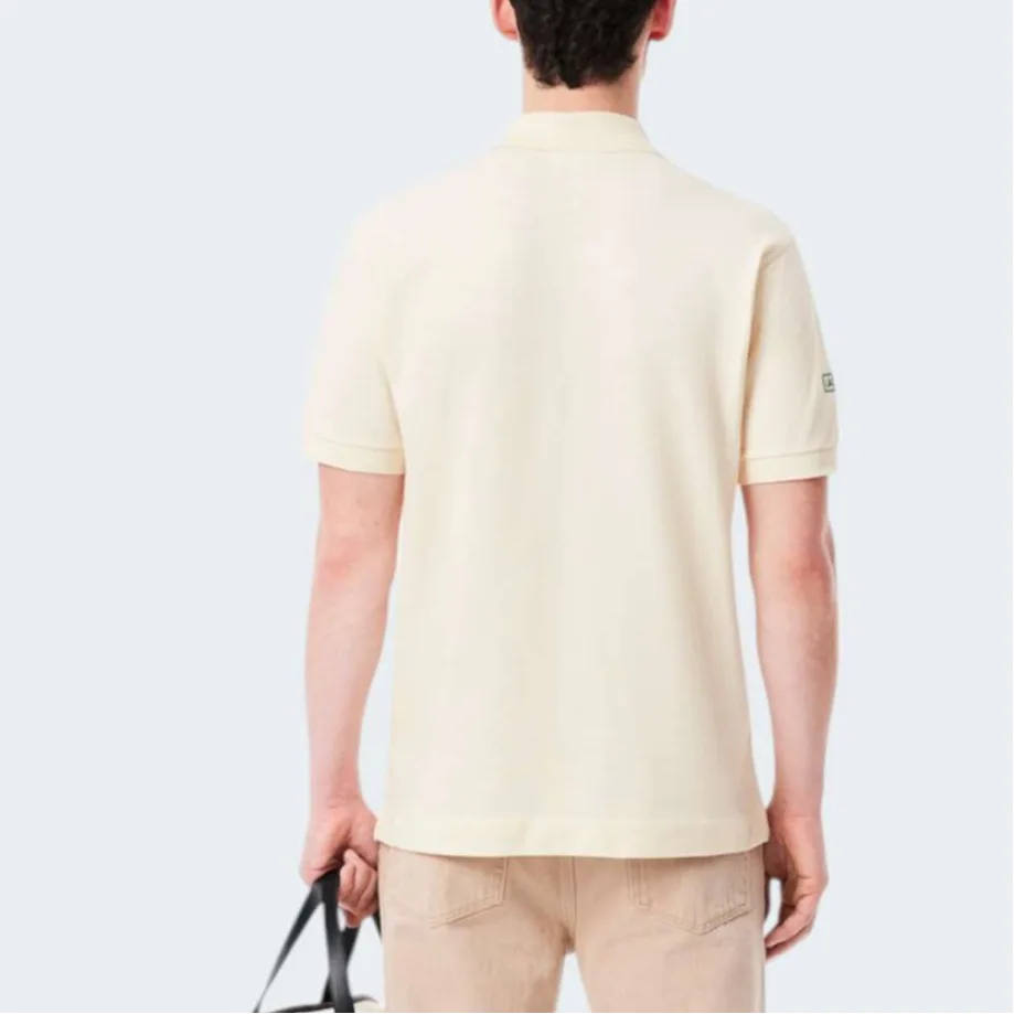 Футболка-поло Lacoste мужская, ретро спортивная одежда, бежевый — фото 4