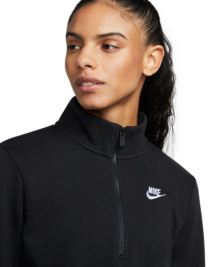 Женская спортивная одежда Club Флисовая толстовка с молнией 1/2 Nike, черный — фото 4