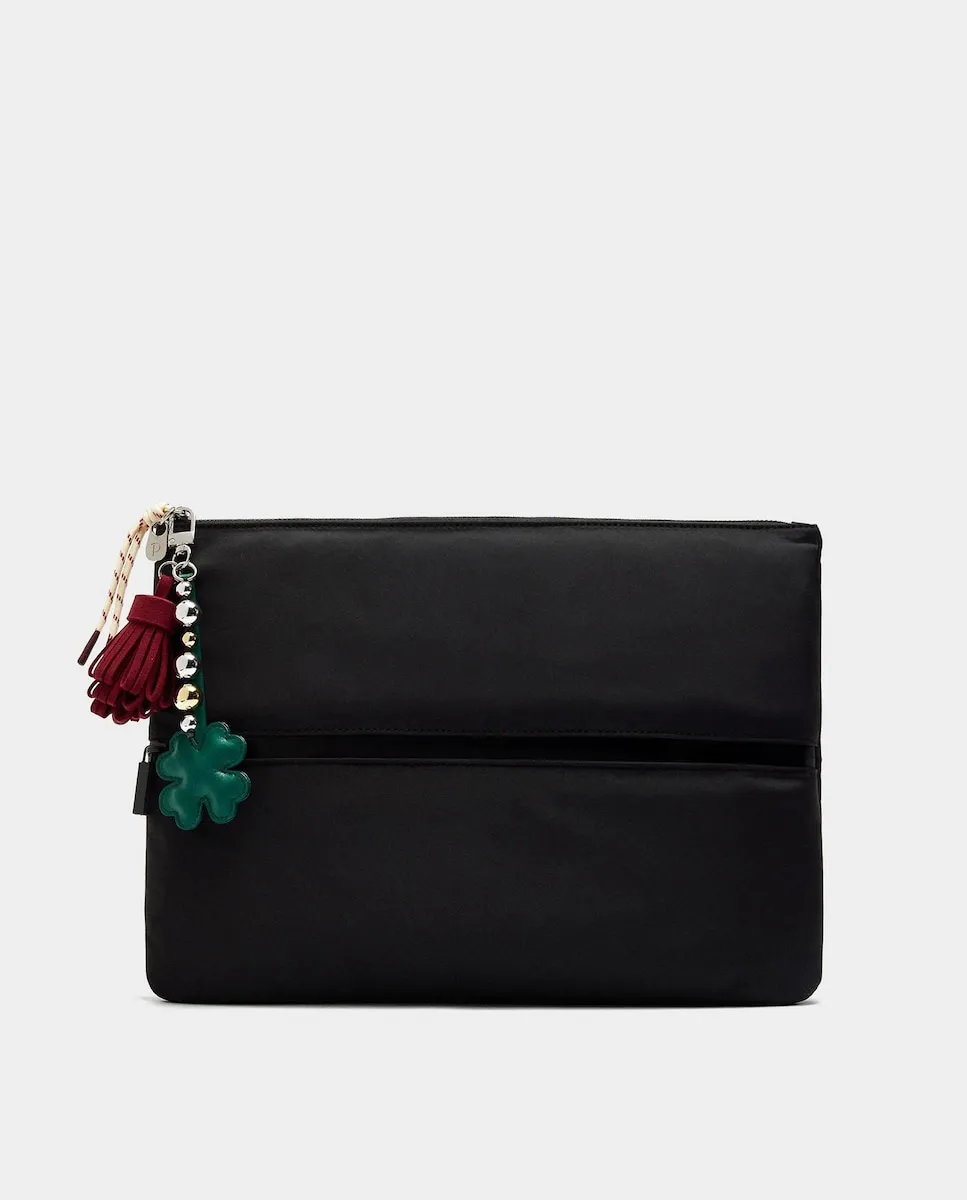 

Чехол для 13-дюймового ноутбука с застежкой-молнией и съемным брелоком, однотонный Parfois, черный