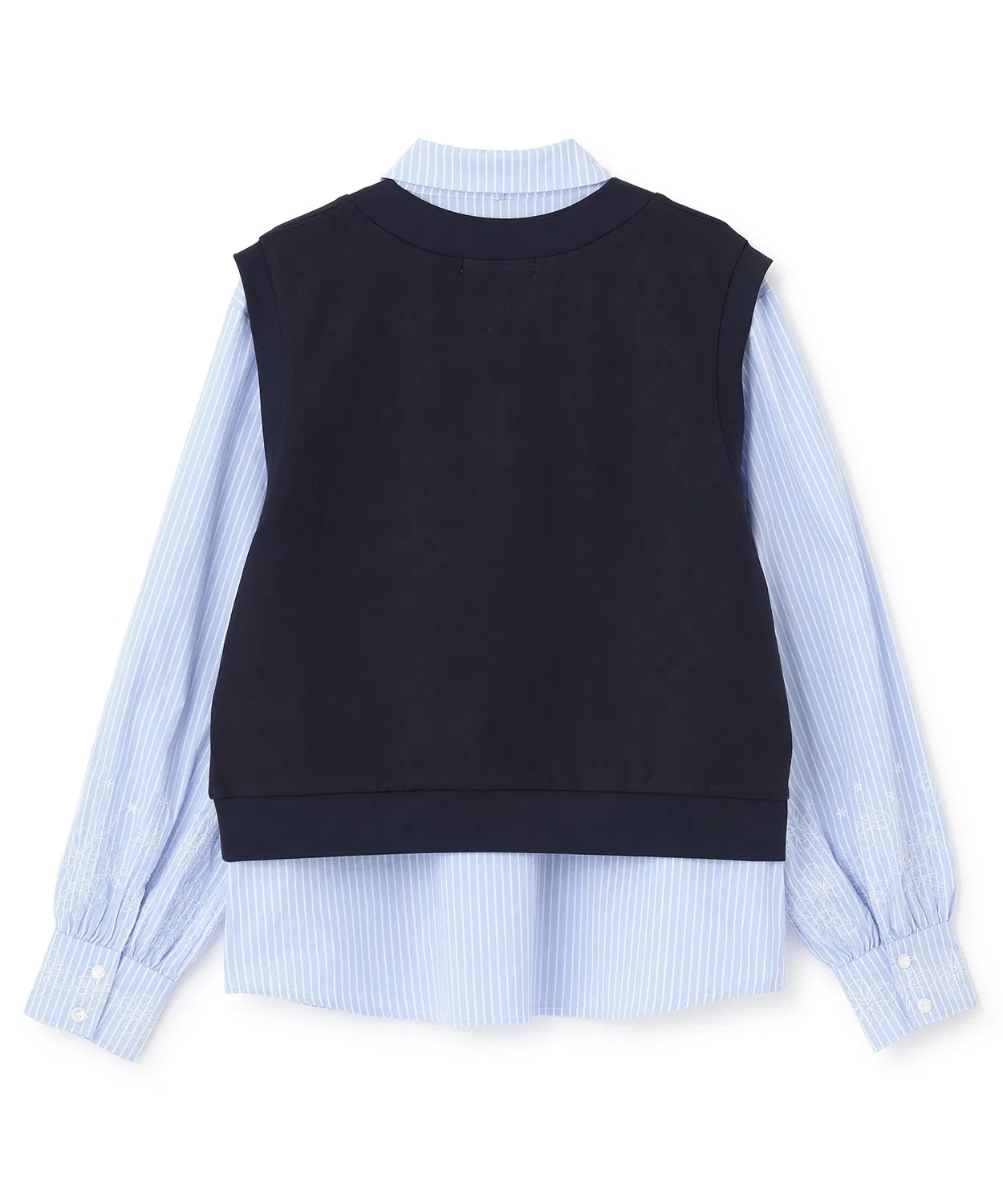 Комплект из топа-безрукавки и блузы с вышивкой, хлопок, чёрный — фото 2