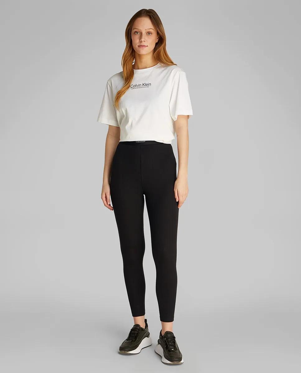 

Леггинсы из хлопка стретч в рубчик Calvin Klein, черный
