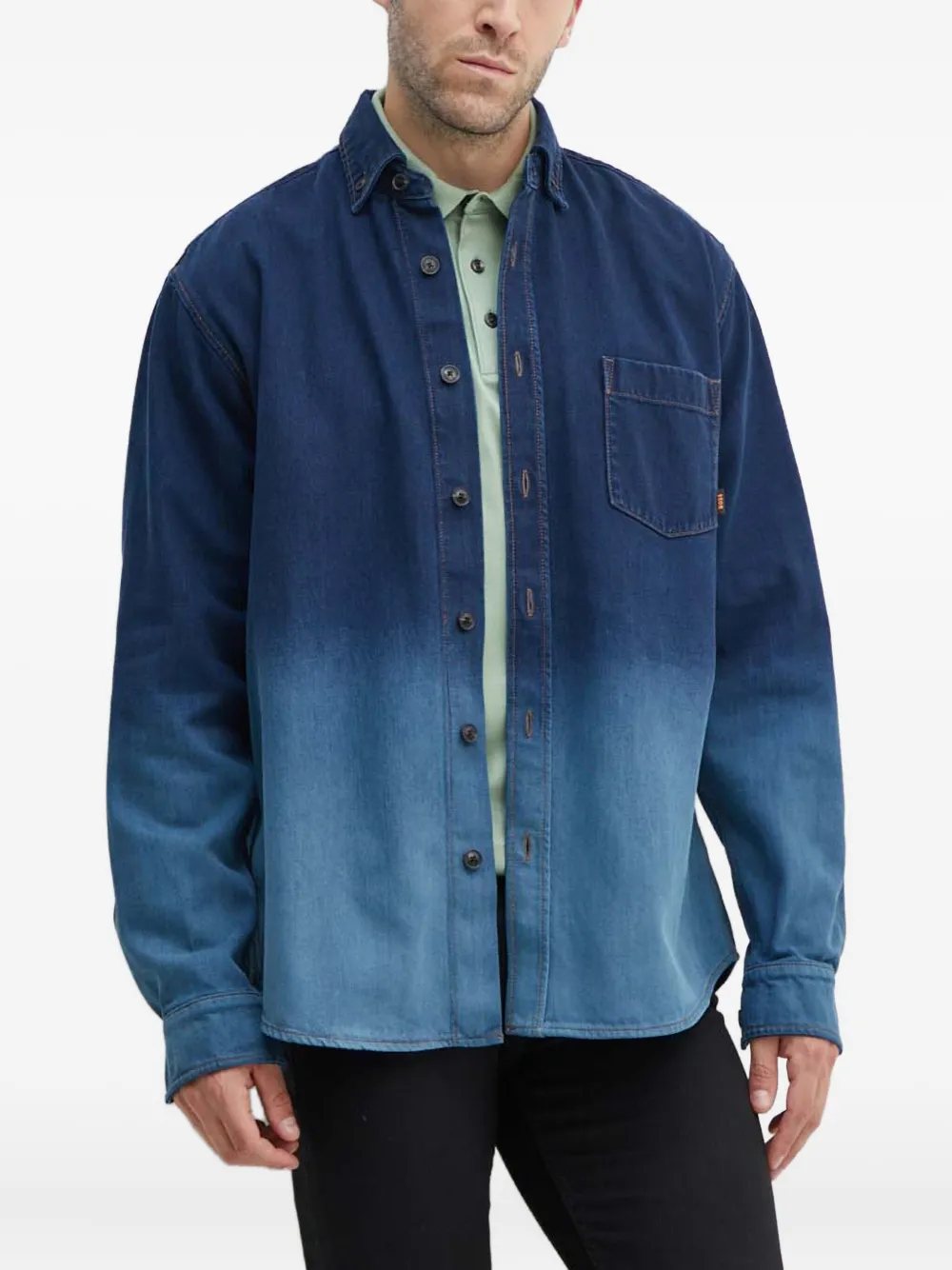 

Джинсовая рубашка с длинными рукавами и эффектом омбре BOSS, синий