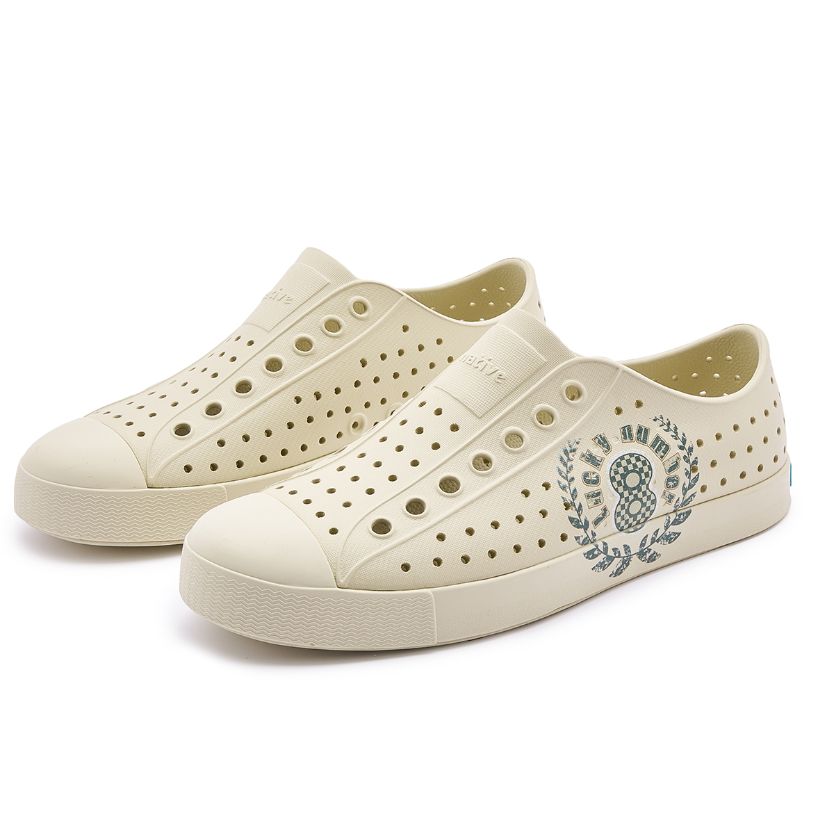 Jefferson Clogs Unisex Ecru Native Shoes, Oyster White | Lucky Numbers | Oyster White — фото 3