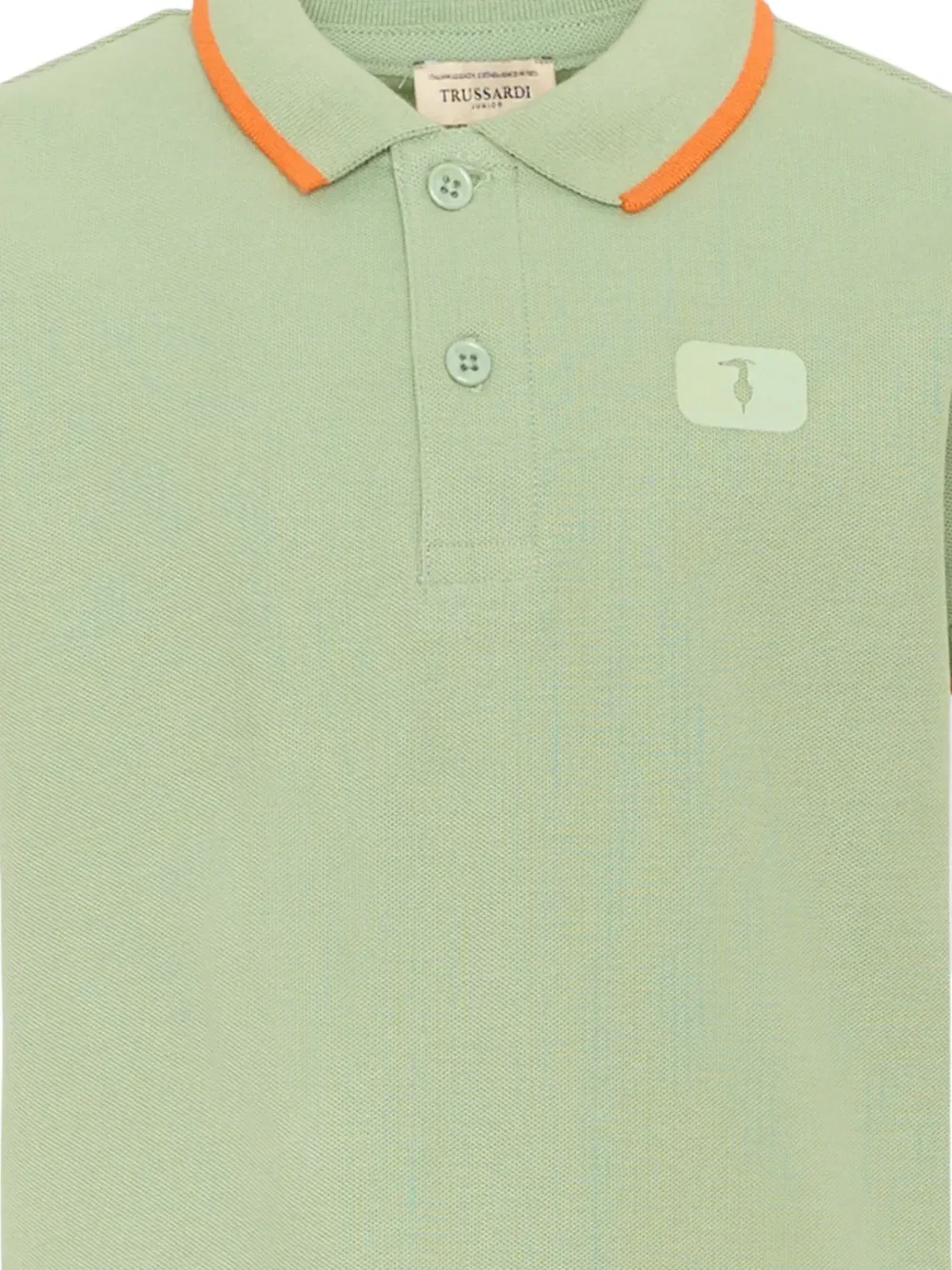 Хлопковая рубашка поло Trussardi Junior, зеленый — фото 3