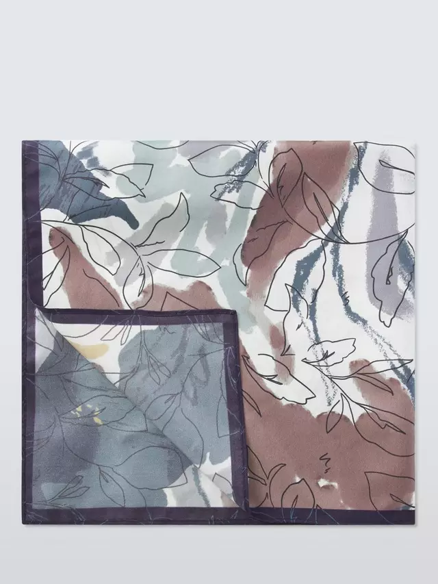 

Шарф John Lewis Leaf Print Silk Bandana, разноцветный